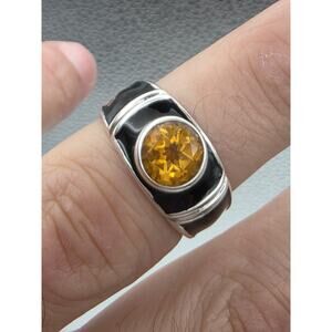 ESPO SIGA 925 STERLING SILVER CITRINE RING SIZE 10